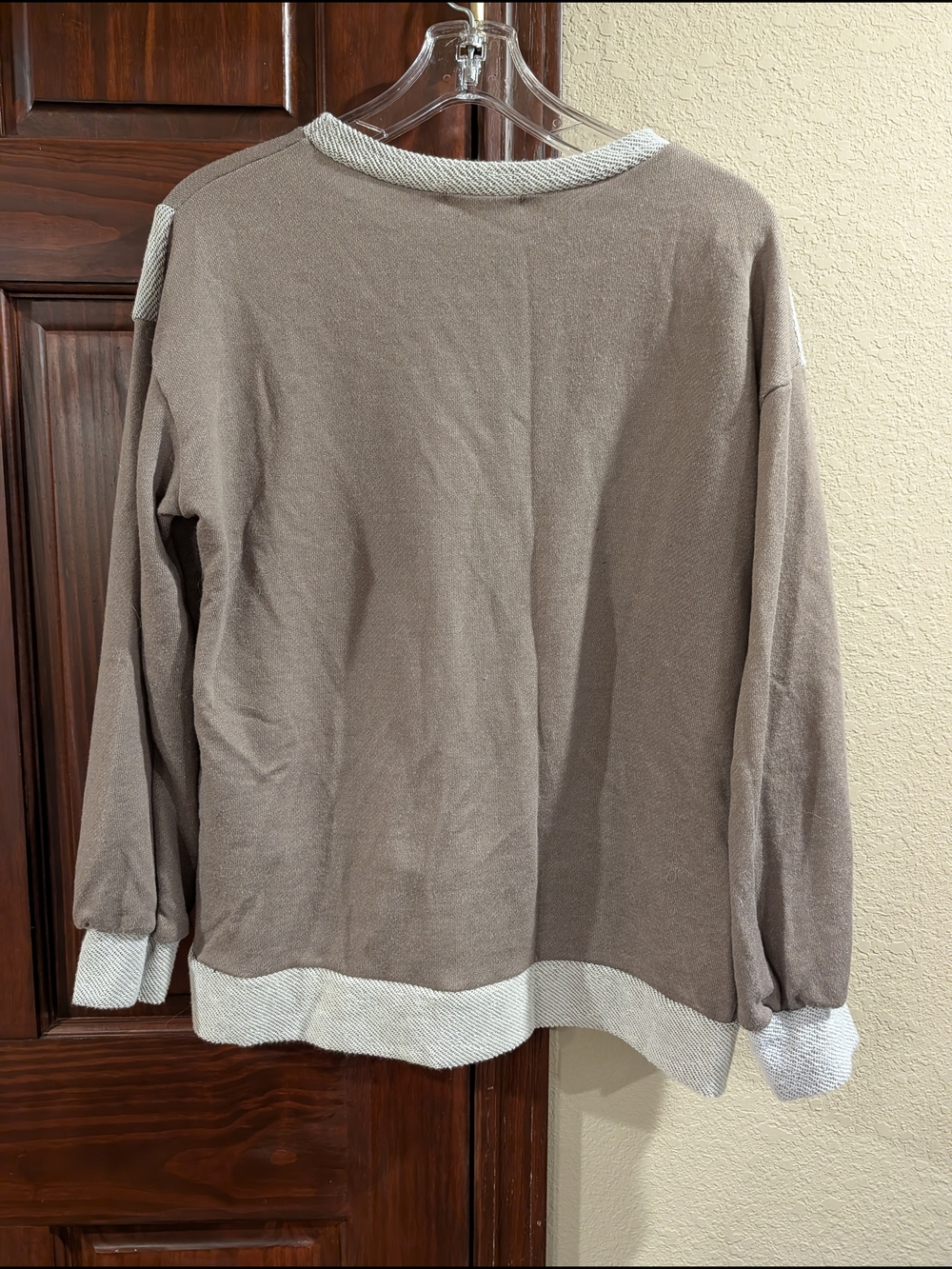 Set : Lovely Melody Taupe Wide-Leg Pants with Cream Trim And Matching Top - Picture 3 of 11